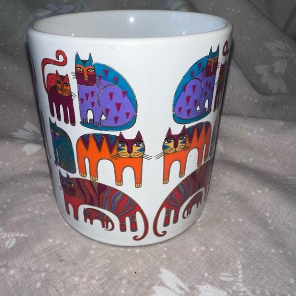 Vintage Laurel Burch Fantastic Felines 1988 Cat Coffee Mug Tea Cup Japan Retro - Picture 2 of 6